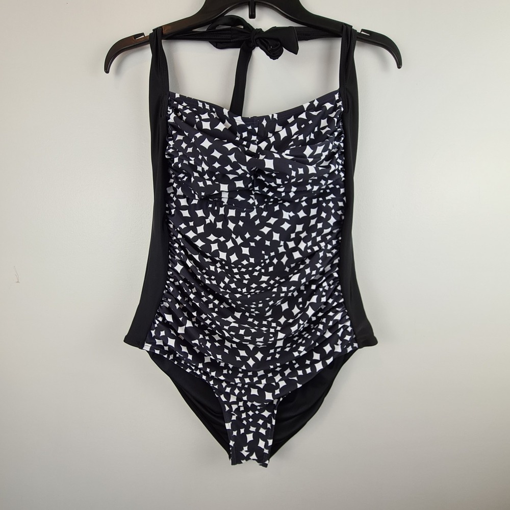 Smismivo Womens Tummy Control Halter‎ One Piece Swimsuit XL Ruched Push Up